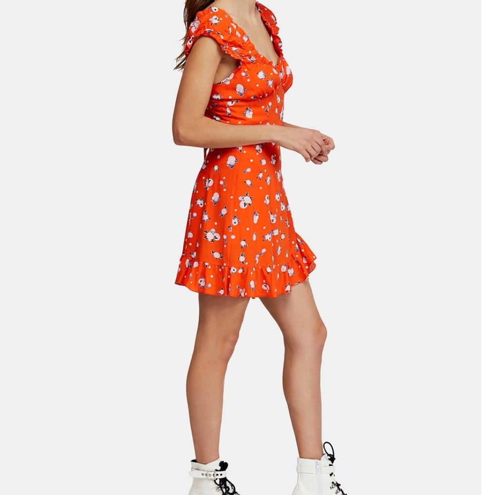 Free People Orange floral mini dress